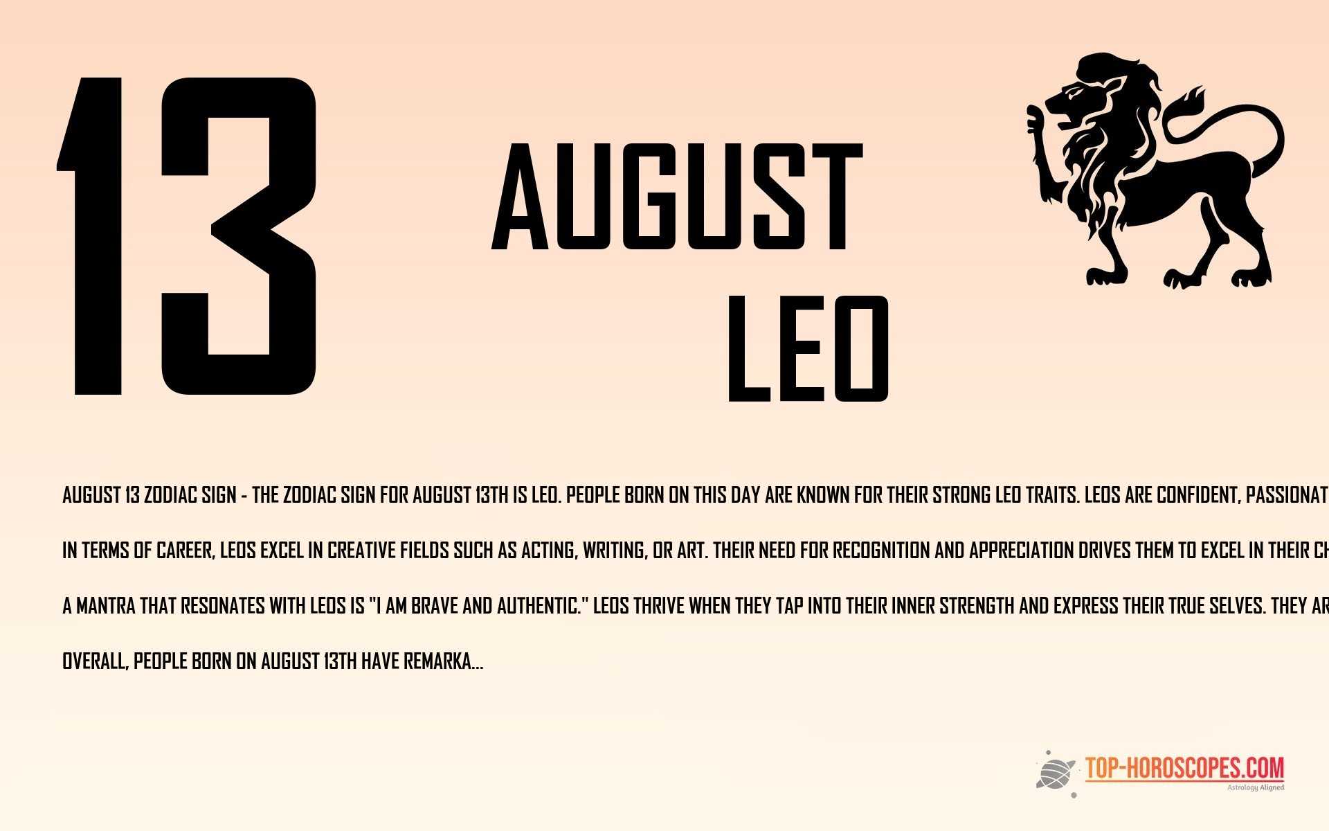 August 13 Zodiac Sign Leo - Poised