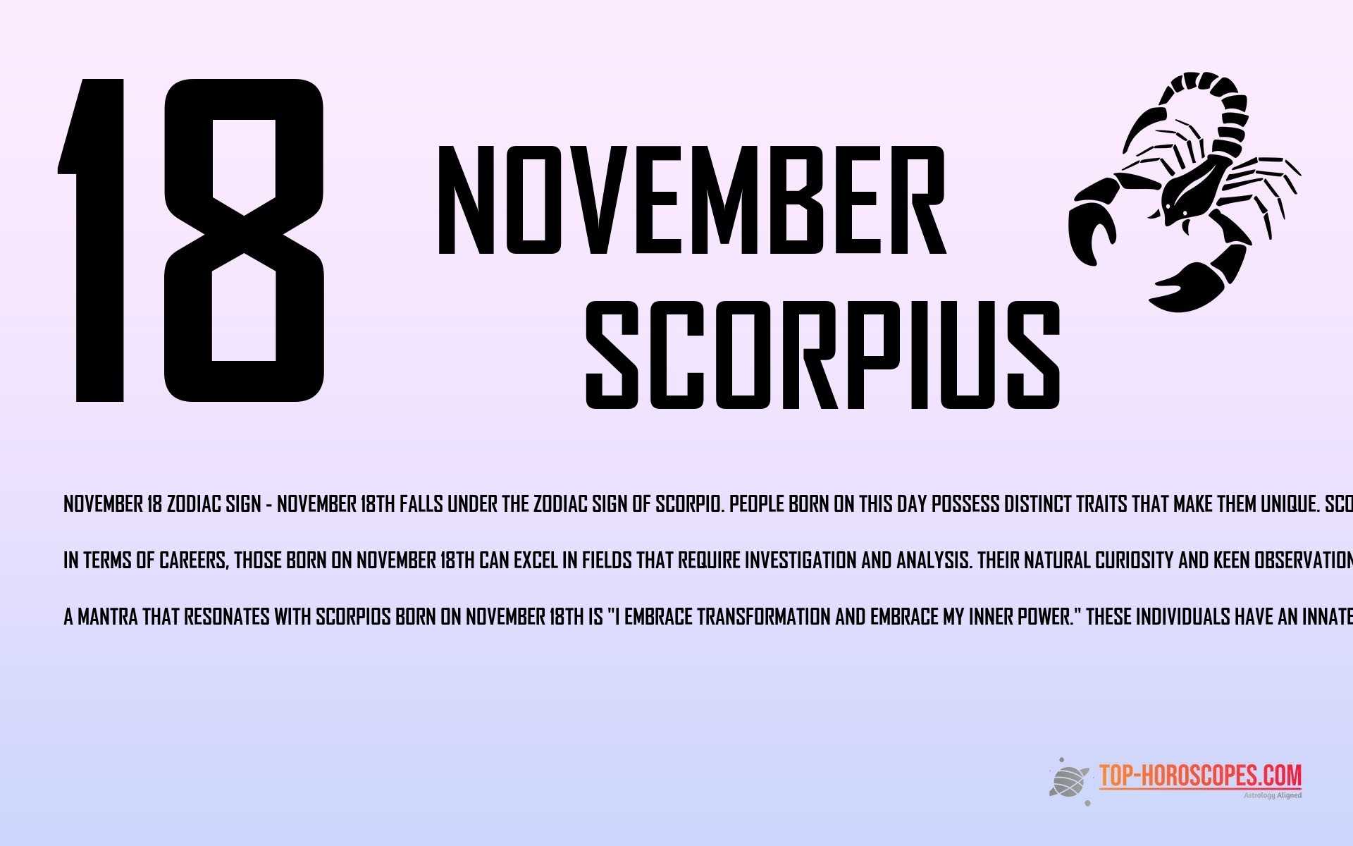 November 18 Zodiac Sign Scorpius - Amazing