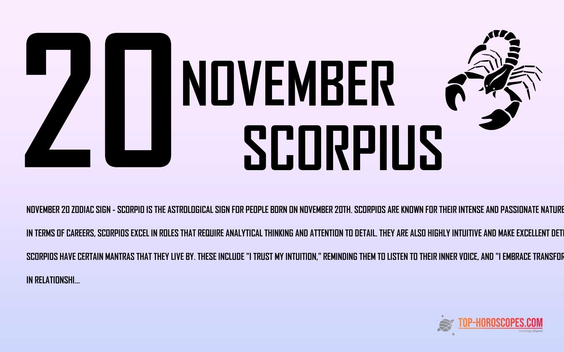 November 20 Zodiac Sign Scorpius - Dependable