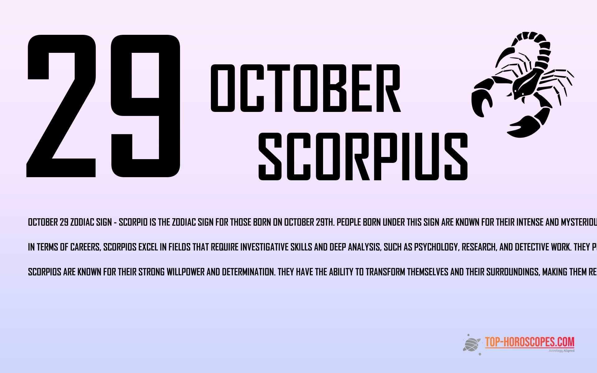 October 29 Zodiac Sign Scorpius - Extraordinary