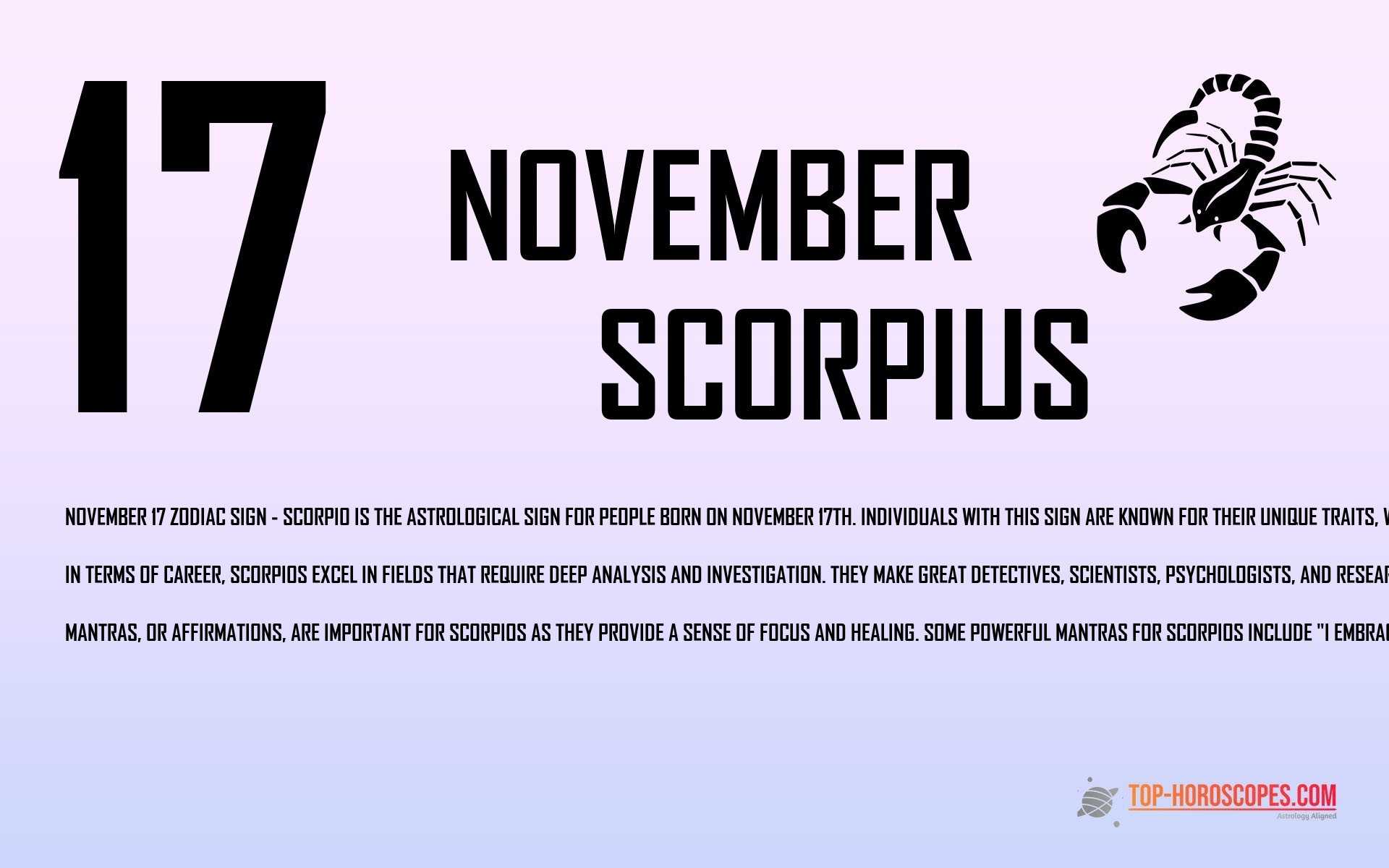 November 17 Zodiac Sign Scorpius - Passionate